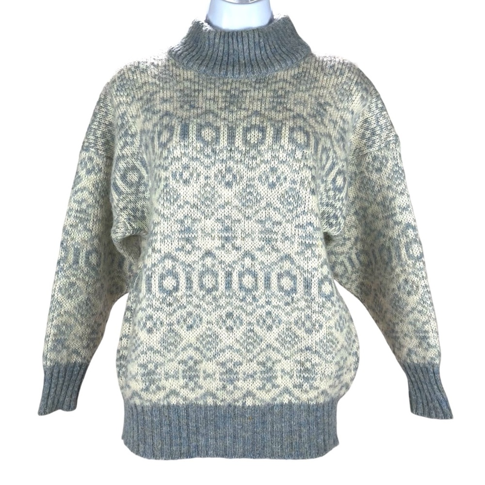 Vintage Hilda Ltd‎ Iceland 100% Wool Nordic Fair Isle Sweater Women’s XS Blue